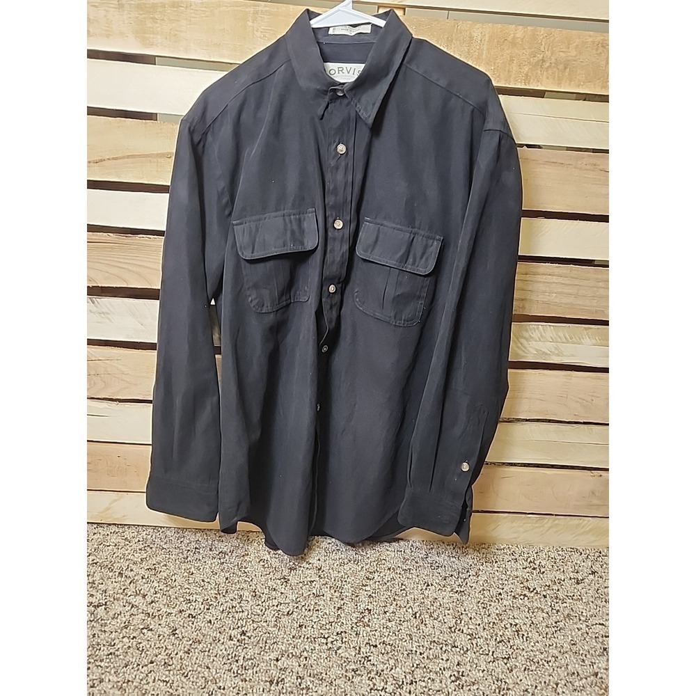 Orvis Men's Black Button Down Long Sleeve Size Medium Shirt